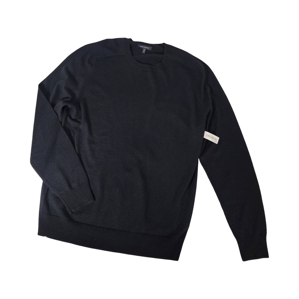 Paris Sunday Mens 100% Wool Crew Neck Sweater Black Medium J09373 P63S NWT